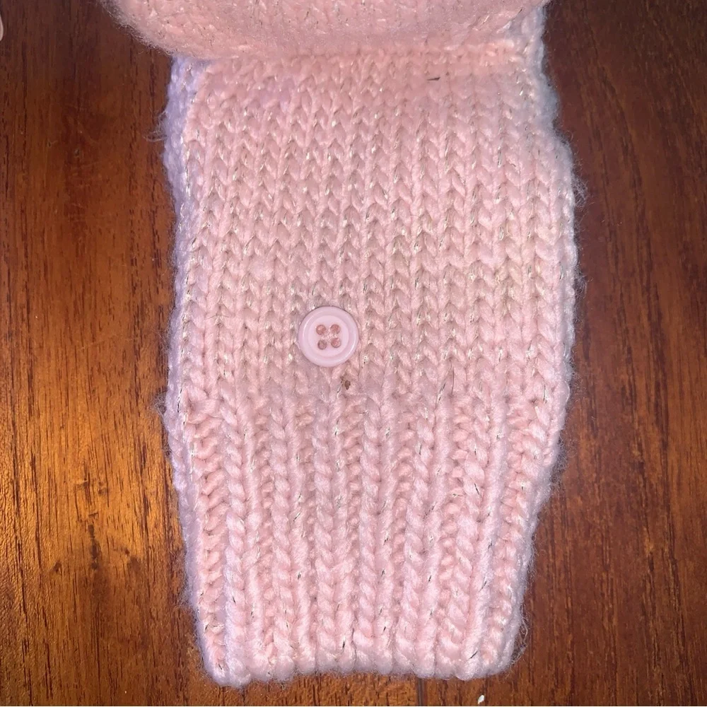 GAP Kids Girls Pink Cat Covertible Kitten Mittens Fingerless Gloves Size S 5/6